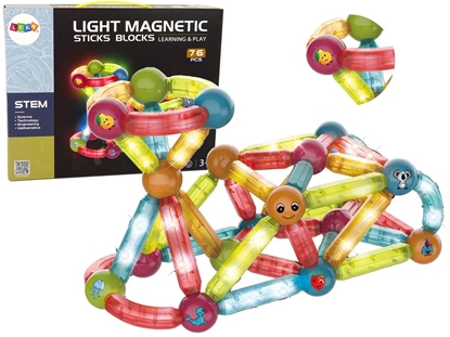 Attēls no LIGHT MAGNETIC STICKS šviečiančių edukacinių magnetinių kaladėlių rinkinys, 76 el.