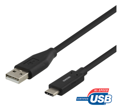 Изображение Mob. telefono kabelis DELTACO USB 2.0 C-A, 2m / USBC-1006M