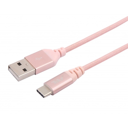 Attēls no Mob. telefono kabelis Tellur USB to Type-C, made with Kevlar, 3A, 1m rose gold