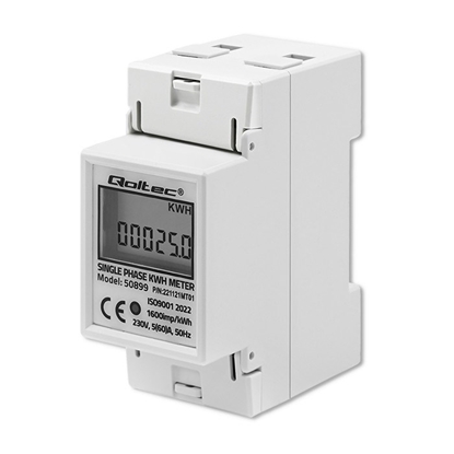 Picture of Qoltec 50899 Single phase electronic energy consumption meter | 230 V | LCD | 2P | DIN rail