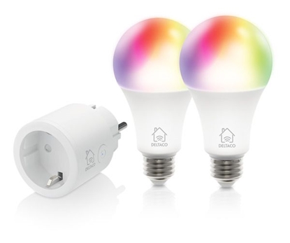 Attēls no Rinkinys DELTACO SMART HOME išmanusis kištukas ir 2x RGB LED Lemputės / SH-KIT01