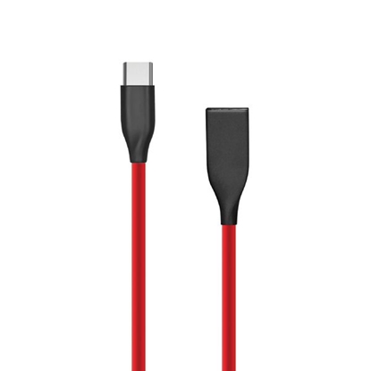 Attēls no Silikoninis kabelis USB-USB Type C (raudonas, 2m)