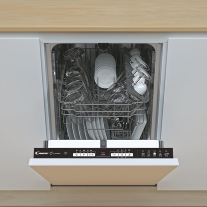 Attēls no Candy | Dishwasher | CDIH 1L952 | Built-in | Width 44.8 cm | Number of place settings 9 | Number of programs 5 | Energy efficiency class F | AquaStop function | Does not apply