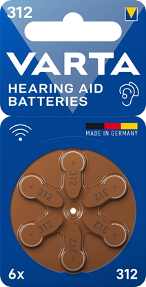 Изображение 1x6 Varta Hearing Aid Batteries Type 312            24607101416