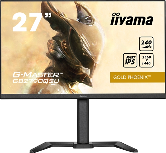 Picture of 27" ETE Fast IPS Gaming, G-Master Gold Phoenix, FreeSync Premium, 2560x1440@240Hz, 400cd/m², 1000:1, HDMI, DisplayPort, 1ms (GtG), Speakers, USB-HUB (2x 3.0), HDR400, Black Tuner, 15cm Height Adj. Stand