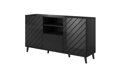 Picture of ABETO chest of drawers 150x42x82 gloss black/black