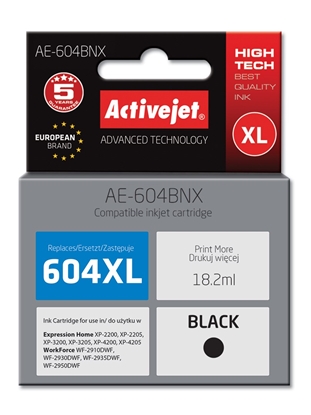 Attēls no Activejet AE-604BNX Ink (replacement Epson 604XL C13T10H14010, 500 pages; 18,2 ml; Supreme; black)