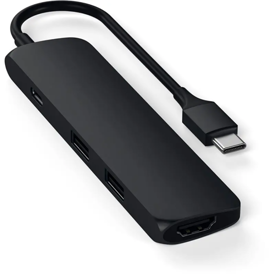 Изображение Adapteris Satechi Slim USB-C MultiPort with 4K HDMI Video Output and 2 USB 3.0 Ports-Black