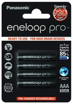 Изображение Akumulatori R03/AAA 1.2V Eneloop Pro Ni-MH BK-4HCDE/4BE iepakojumā 4 gb.