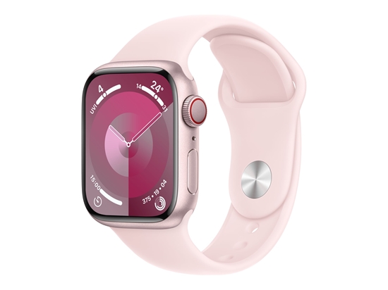 Изображение Išmanusis laikrodis APPLE Watch 9 GPS+CELL 41mm Pink Aluminium Case with Light Pink Sport Band - M/L