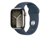 Изображение Išmanusis laikrodis APPLE Watch 9 GPS+Cell 41mm Silver Stainl. Steel Case/Storm Blue Sport Band-M/L