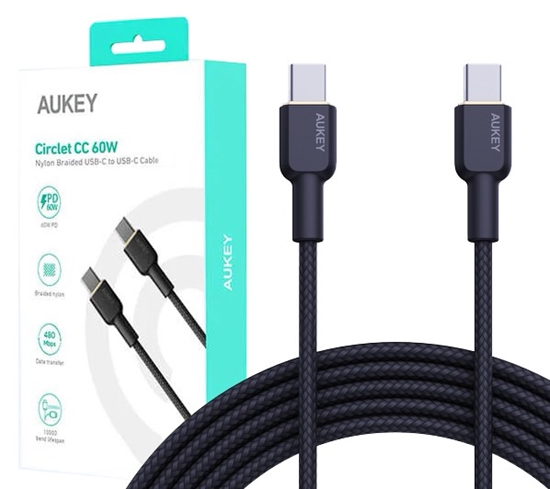 Изображение AUKEY CB-NCC1 USB-C Type-C Power Delivery PD 60W 3A 1m Nylon Black