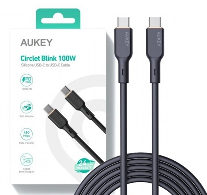 Изображение AUKEY CB-SCC101 USB-C Type-C Power Delivery PD 100W 5A 1m Silikon Black