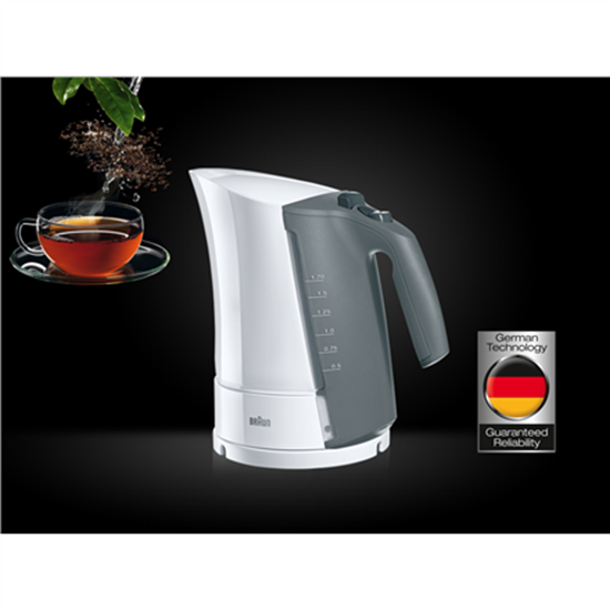 Picture of Braun | Kettle | WK500 MultiQuick 5 | Standard | 3000 W | 1.7 L | Plastic | 360° rotational base | White/Grey