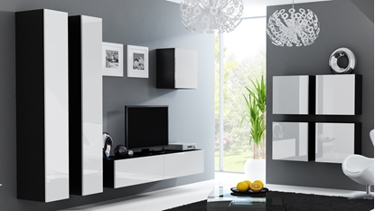 Attēls no Cama Living room cabinet set VIGO 24 black/white gloss