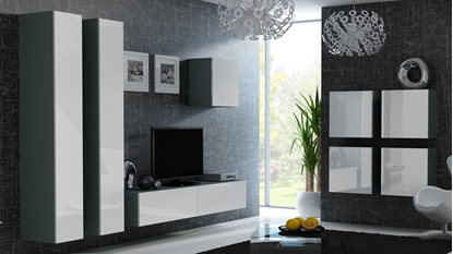Attēls no Cama Living room cabinet set VIGO 24 grey/white gloss