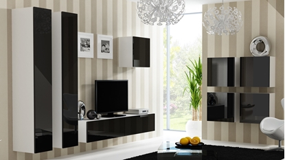 Attēls no Cama Living room cabinet set VIGO 24 white/black gloss