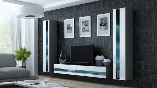 Изображение Cama Living room cabinet set VIGO NEW 3 grey/white gloss