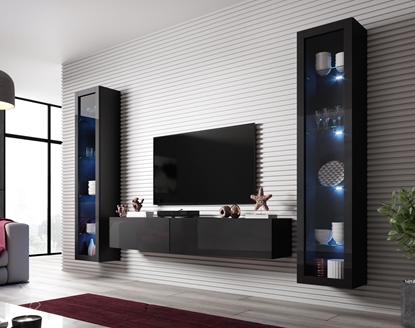Attēls no Cama Living room cabinet set VIGO SLANT 6 black/black gloss