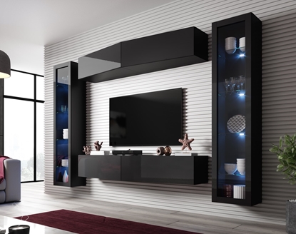 Изображение Cama Living room cabinet set VIGO SLANT 8 black/black gloss