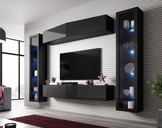 Picture of Cama Living room cabinet set VIGO SLANT 8 black/black gloss