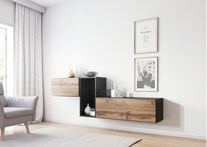 Изображение Cama living room furniture set ROCO 11 (RO1+RO3+RO4) antracite/wotan oak