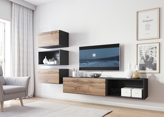 Изображение Cama living room furniture set ROCO 4 (RO1+2xRO3+2xRO4) antracite/wotan oak