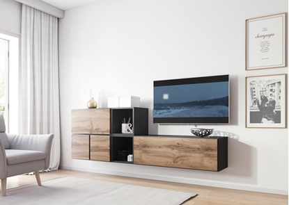 Изображение Cama living room furniture set ROCO 9 (RO1+RO3+2xRO6+2xRO5) antracite/wotan oak