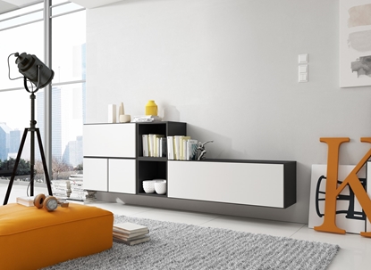 Изображение Cama living room furniture set ROCO 9 (RO1+RO3+2xRO6+2xRO5) black/black/white