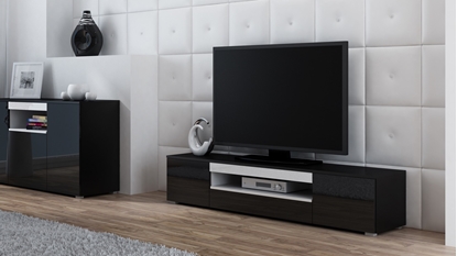 Attēls no Cama TV stand VIVA 180 black/black gloss + white