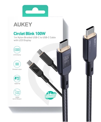 Изображение CB-MCC102 nylonowy kabel USB C - USB C | LED | 1.8m | 5A | 100W PD | 20V