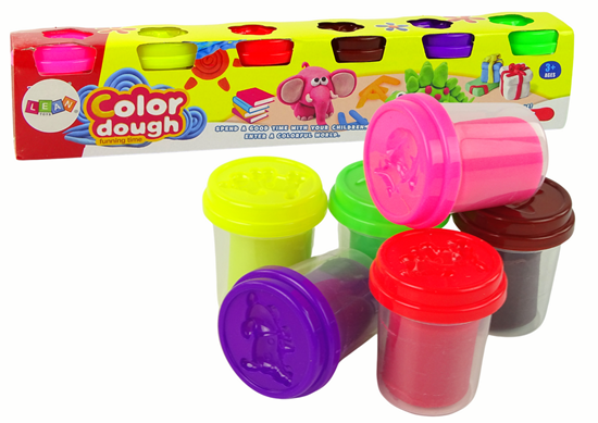 Изображение Ciastolina plastikinė masė, 6 spalvų puodeliai