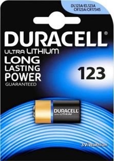 Picture of CR123A baterija 3V Duracell litija DL123A 1550mAh iepakojumā 1 gb.