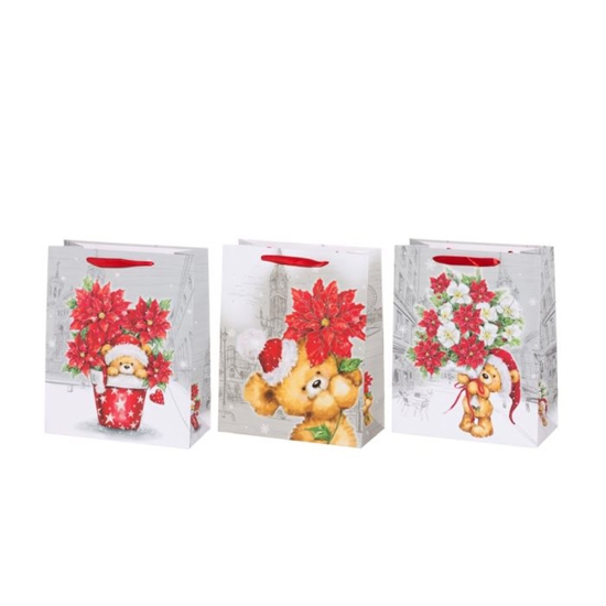 Изображение Dāvanu maisiņš Winteria Teddy bear and flowers 26x32x12cm  3