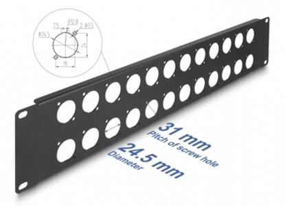 Attēls no Delock 19″ D-Type Patch Panel 24 port 2U black