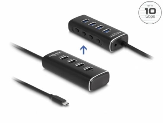 Picture of Delock 4 Port USB 10 Gbps Hub with USB Type-C™ connector 60 cm Cable and Switch for each port