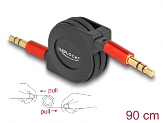 Изображение Delock Audio Retractable Cable 3.5 mm 3 Pin Stereo jack male to male 90 cm