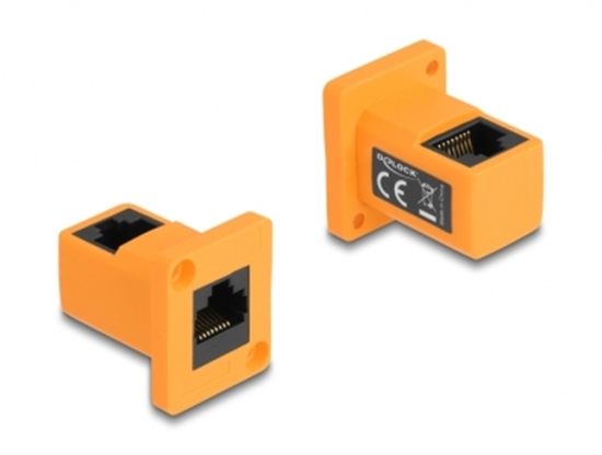 Picture of Delock D-Type Module RJ45 jack to jack 90° angled orange