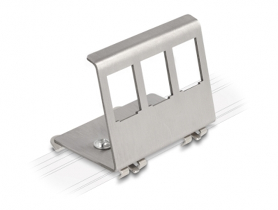 Picture of Delock Keystone Metal Mounting 3 Port for DIN rail
