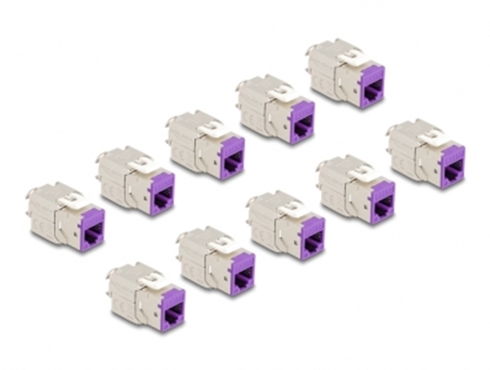 Изображение Delock Keystone Modul RJ45 jack to LSA Cat.6A toolfree violet set 10 pieces