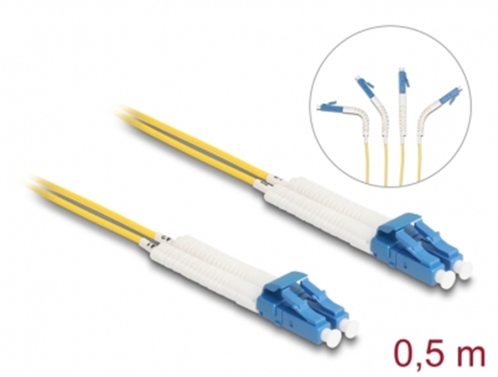 Picture of Delock Optical Fiber Cable LC Duplex to LC Duplex singlemode OS2 angled 0.5 m