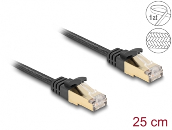 Изображение Delock RJ45 Flat Network Cable with braided jacket Cat.6A S/FTP plug to plug 0.25 m black