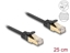 Изображение Delock RJ45 Flat Network Cable with braided jacket Cat.6A S/FTP plug to plug 0.25 m black