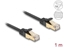 Attēls no Delock RJ45 Flat Network Cable with braided jacket Cat.6A S/FTP plug to plug 1 m black