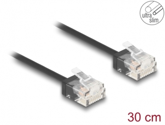 Изображение Delock RJ45 Network Cable Cat.6 UTP Ultra Slim 0.3 m black with short plugs