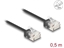 Изображение Delock RJ45 Network Cable Cat.6 UTP Ultra Slim 0.5 m black with short plugs