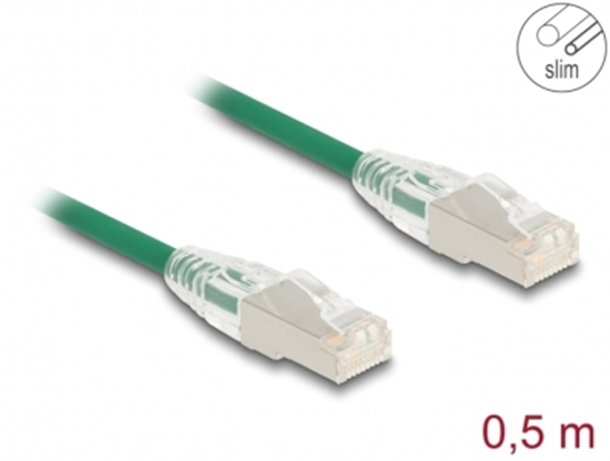 Изображение Delock RJ45 Network Cable Cat.6A plug to plug with curved latch U/FTP Slim 0.5 m green