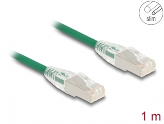 Изображение Delock RJ45 Network Cable Cat.6A plug to plug with curved latch U/FTP Slim 1 m green