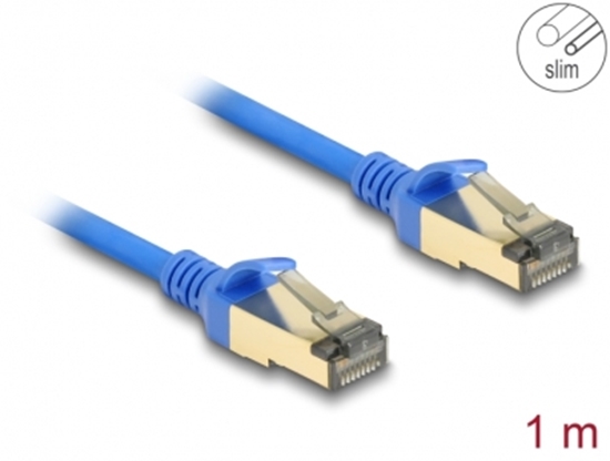 Picture of Delock RJ45 Network Cable Cat.8.1 F/FTP Slim 1 m blue