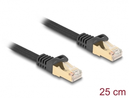 Изображение Delock RJ45 Network Cable with braided jacket Cat.6A S/FTP plug to plug 0.25 m black